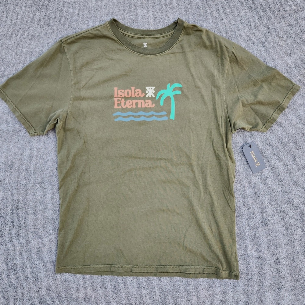 ROARK Isola Eterna Military Green Graphic T-Shirt Mens Size S‎ Custom Dyed